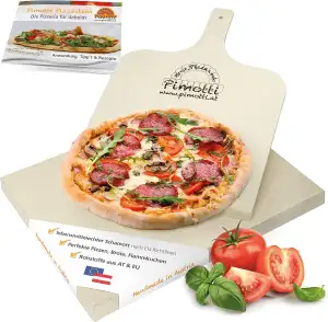 PIMOTTI Pizzastein 3cm Pizza-Stein für Backofen Brotbackstein aus echtem Schamot