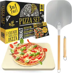 Loco Bird Pizzastein für Backofen & Gasgrill inkl. Pizzasschieber & 55-seitigem 