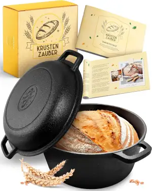 KRUSTENZAUBER Gusseisen Topf als Schmortopf mit Deckel - 26cm Dutch Oven als Gus