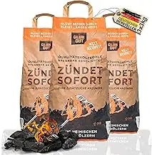 Premium Grill Holzkohle - inkl. biobasierter Anzündbeschichtung - aus Eiche & Buche - Glühgut Grillk
