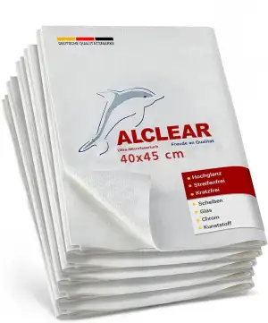 ALCLEAR Mikrofaser Scheibentuch Set – 5er-Pack Fenstertücher 40×45 cm, streifenf