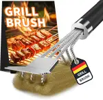 TNTOR Grillbürste Messing, Grill Messingbürste mit Messing Borsten, Edelstahl Grillschaber und Ex...