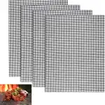 Grillmatte 40 × 30 cm, 4 Stück Antihaft Grillgitter in Schwarz, Wiederverwendbar, Hitzebeständig Grillmatte für Gasgrill, Holzkohle, Elektrogrill, Luftfritteuse