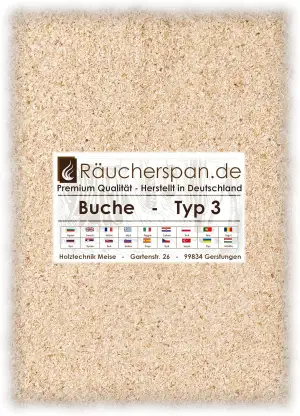 Räucherspäne Räuchermehl Buche 2kg Typ 3 mittelfein 0,3-1mm für Sparbrand geeign