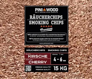 PINI 15 Kg Räucherchips Kirsche 4-6 mm Smoking Chips Räucherspäne