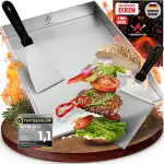 Plancha Grillplatte - All In Grillzubehör Set mit Grillspachtel & Grillschaber - 4mm rostfreier E...