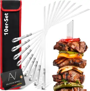 AVANA Grillspieße aus Edelstahl 10 Stück Wiederverwendbar Schaschlikschpieße 43c