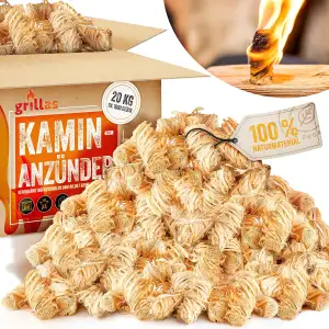 Kaminanzünder 20 kg (ca. 1600 Stück) Grillanzünder aus Bio Holzwolle & Wachs | A