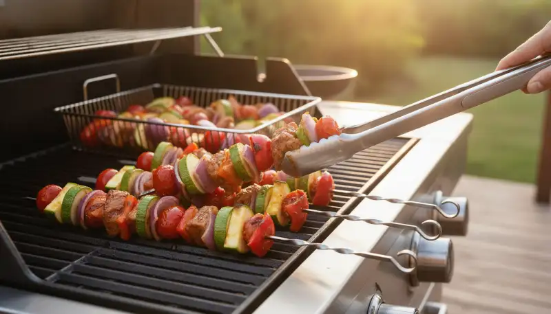 Perfekte Gemüsespieße vom Grill